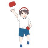 玉入れの玉を投げる男の子のイラスト