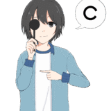 視力検査をしている女の子のイラスト