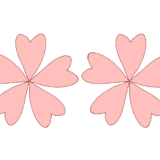 ピンク色の花の罫線（ライン）のイラスト