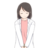 お辞儀をする白衣を着た女性のイラスト