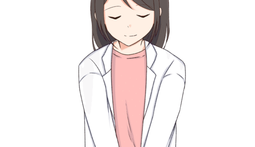 お辞儀をする白衣を着た女性のイラスト