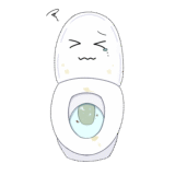 汚れているトイレのキャラクターのイラスト
