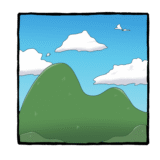 山の風景（山の日）のイラスト