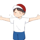 深呼吸をする男の子のイラスト
