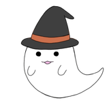 魔女帽子をかぶったおばけのイラストです。