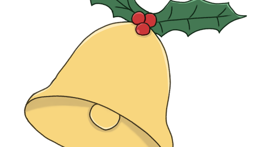 クリスマスベルとヒイラギのイラスト
