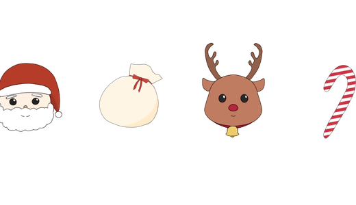 サンタ・トナカイの罫線(ライン)のイラスト
